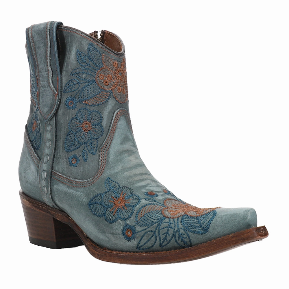 Floral Embroidered Snip Toe Zippered Cowboy Booties Quick Drying Adventure Journey