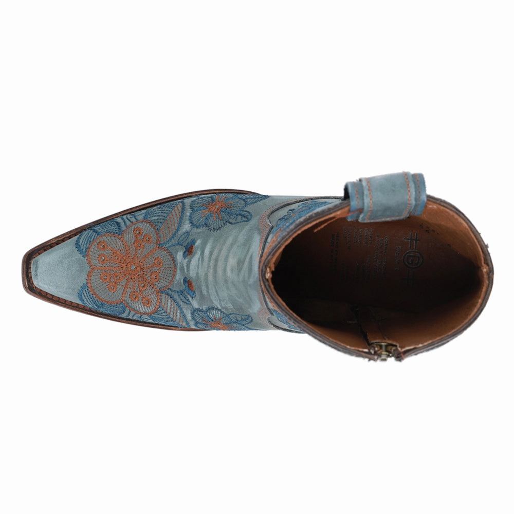 Waterproof Rainy Days Floral Embroidered Snip Toe Zippered Cowboy Booties