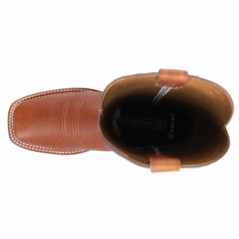 Non Binding Collar Rubberized Tread Circuit Fargo Embroidered Square Toe Pull On Cowboy Boots