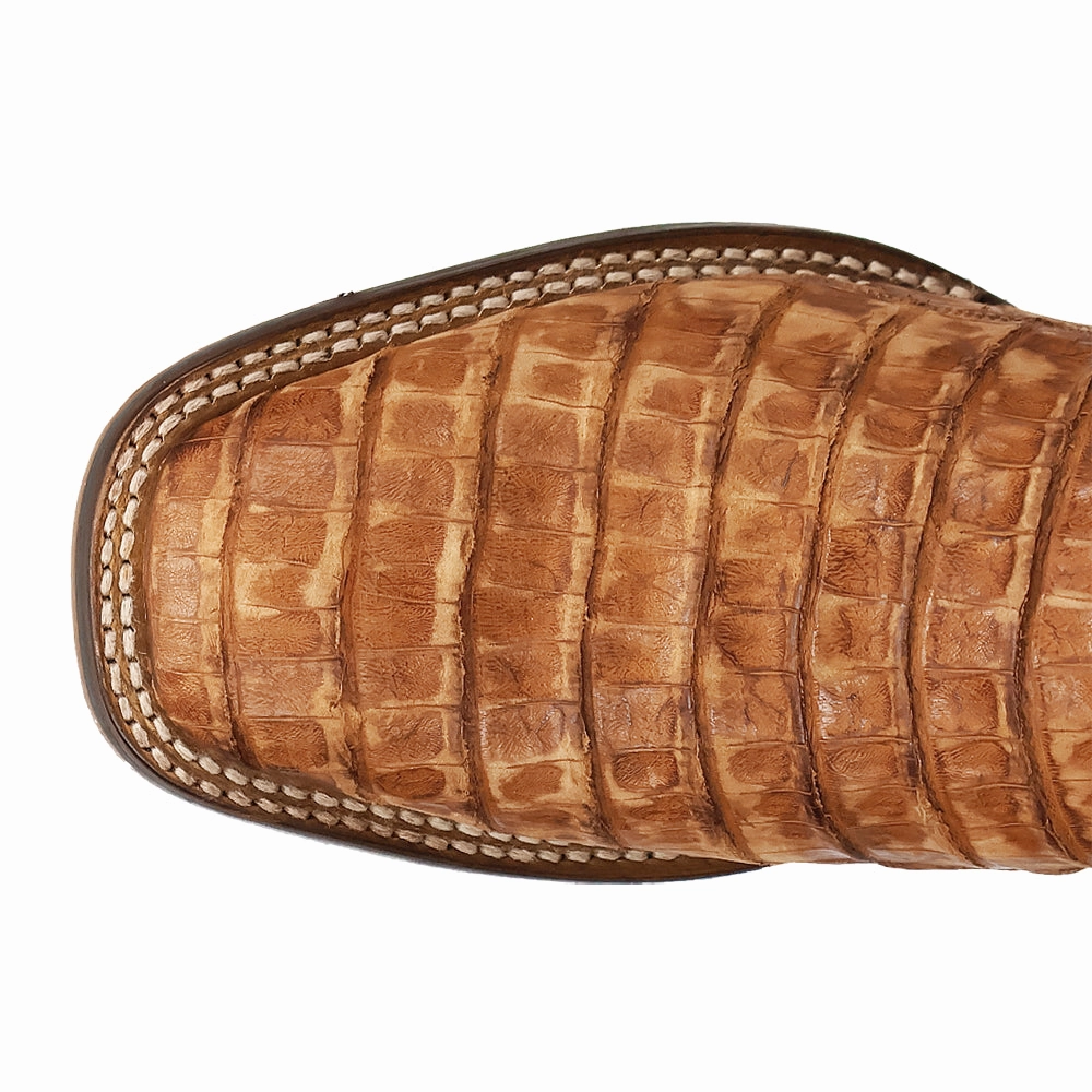 hiker Leon Caiman Embroidered Square Toe Pull On Cowboy Boots