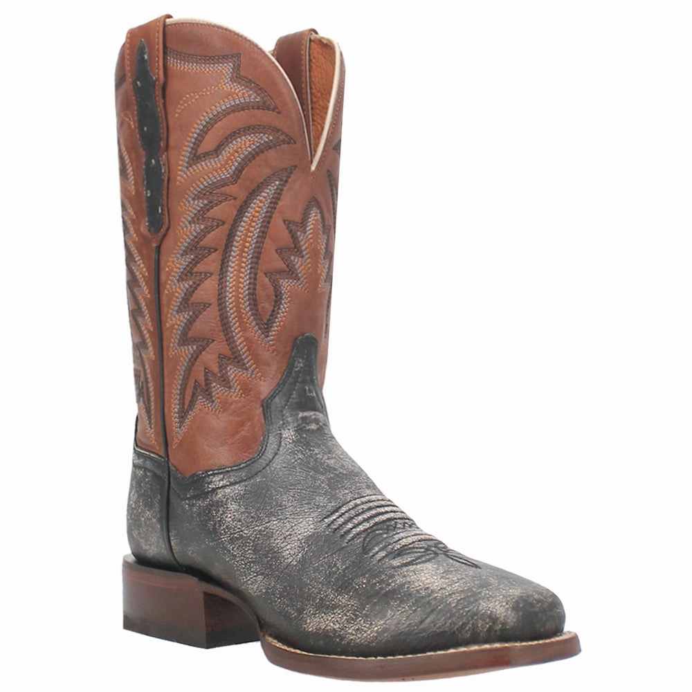 Lester Smooth Ostrich Embroidered Square Toe Pull On Cowboy Boots sunny - weather