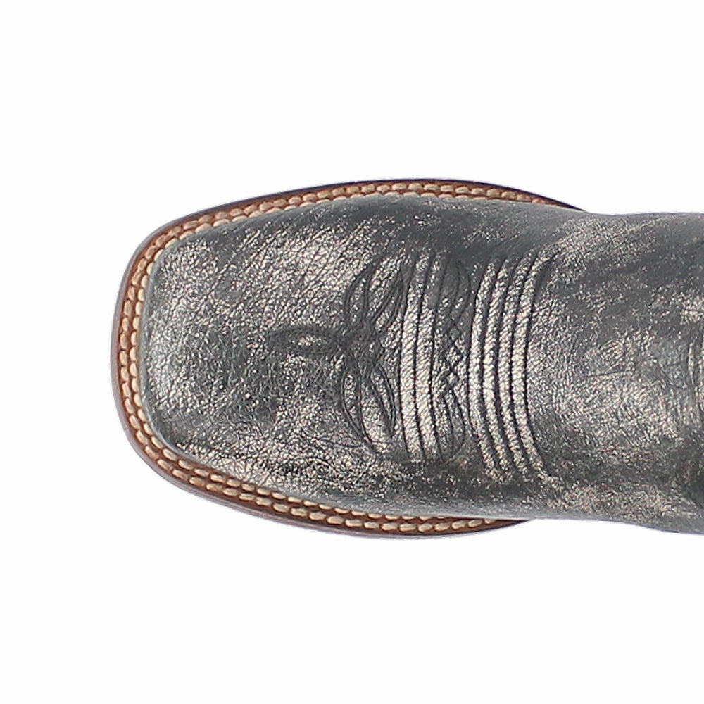 Lester Smooth Ostrich Embroidered Square Toe Pull On Cowboy Boots evening Sleek cushioning