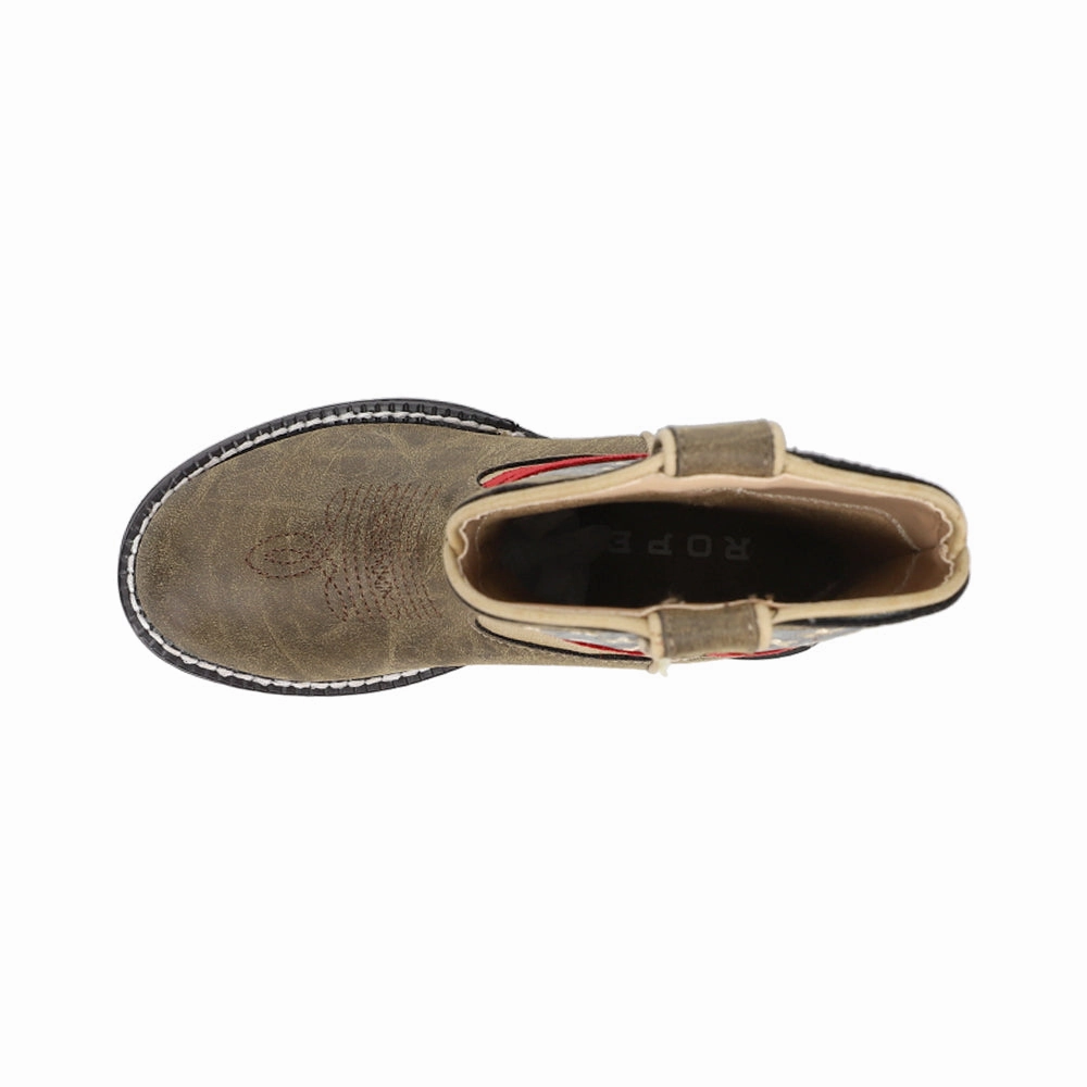 Lace Up Style Light Up Patriotic Heel Round Toe Cowboy Boots (Toddler-Little Kid)