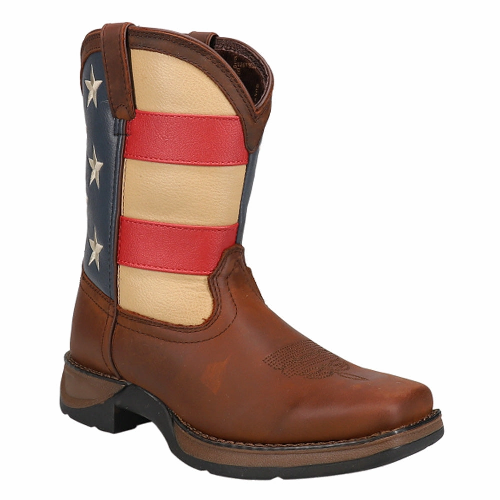 Lil' Rebel Patriotic Flag Cowboy Square Toe Boots (Big Kid) Sustainable Material Blend Quality craftsmanship