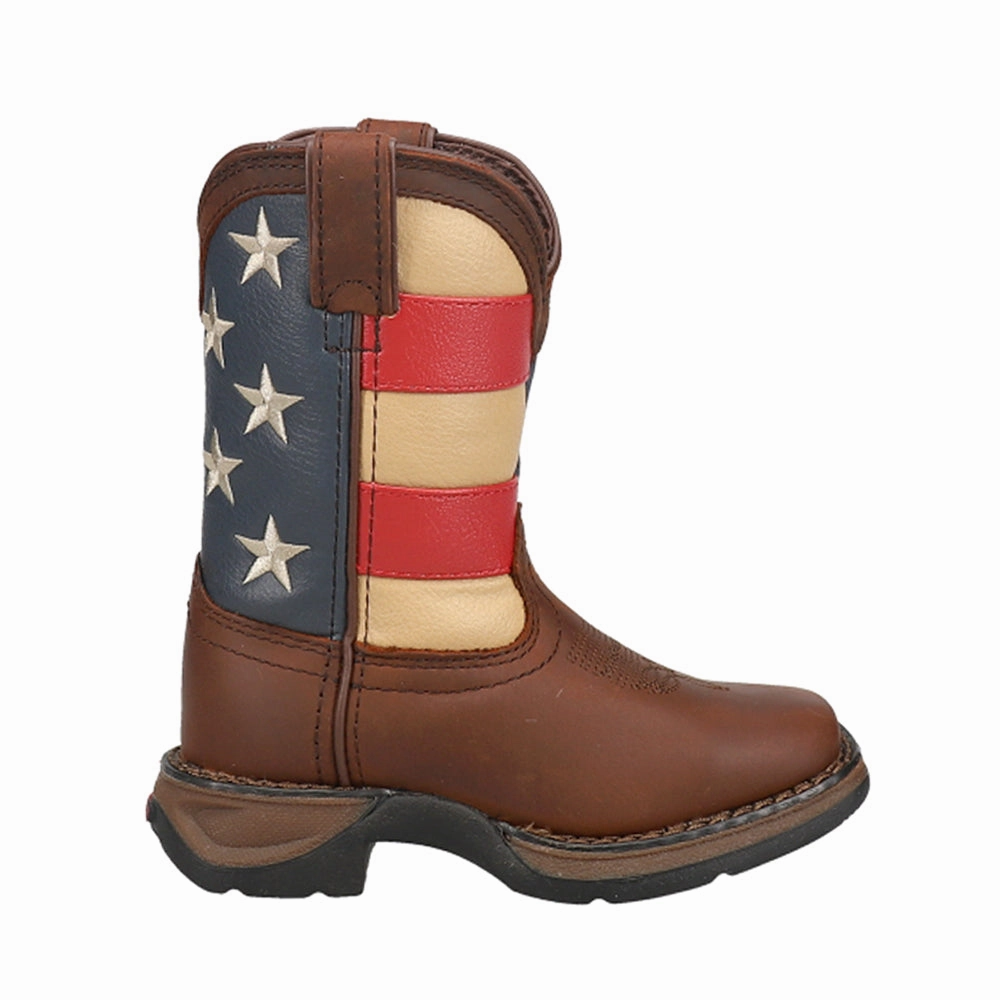 Easy Walk Stable Support Urban Commute Lil' Rebel Patriotic Flag Cowboy Square Toe Boots (Toddler-Big Kid)