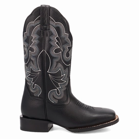 Lizzie Embroidered Square Toe Pull On Cowboy Boots Wide Cut Compression Molded Midsole