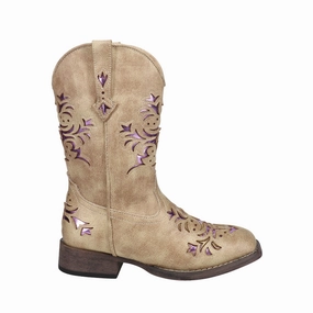 Lola Metallic Square Toe Cowboy Boots (Little Kid) Rain Adventure