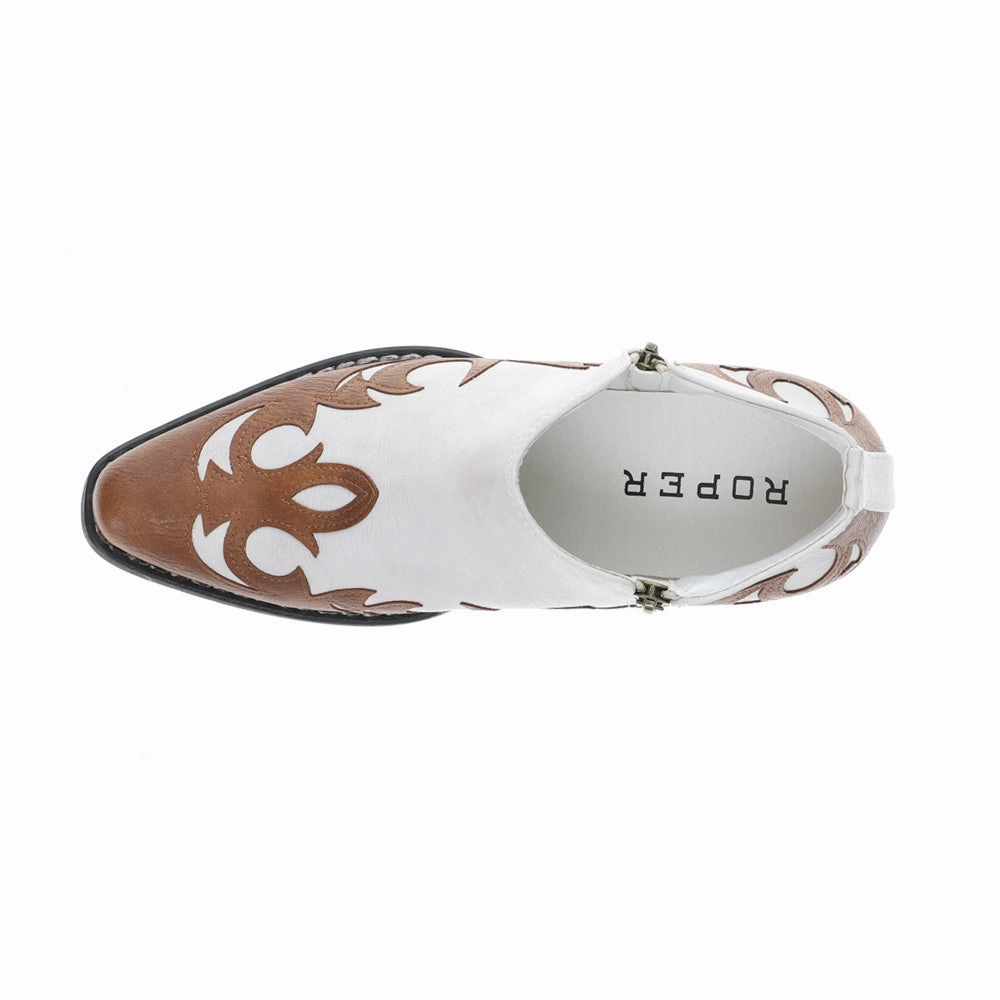 Lorene Tooled Inlay Snip Toe Cowboy Booties Adjustable Straps Seamless Comfort Daily Walks