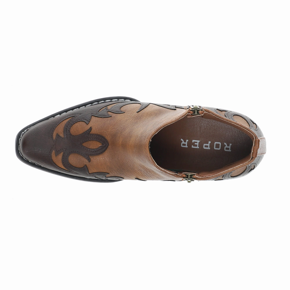 Anti   Fatigue Durable Sole Lorene Tooled Inlay Snip Toe Cowboy Booties