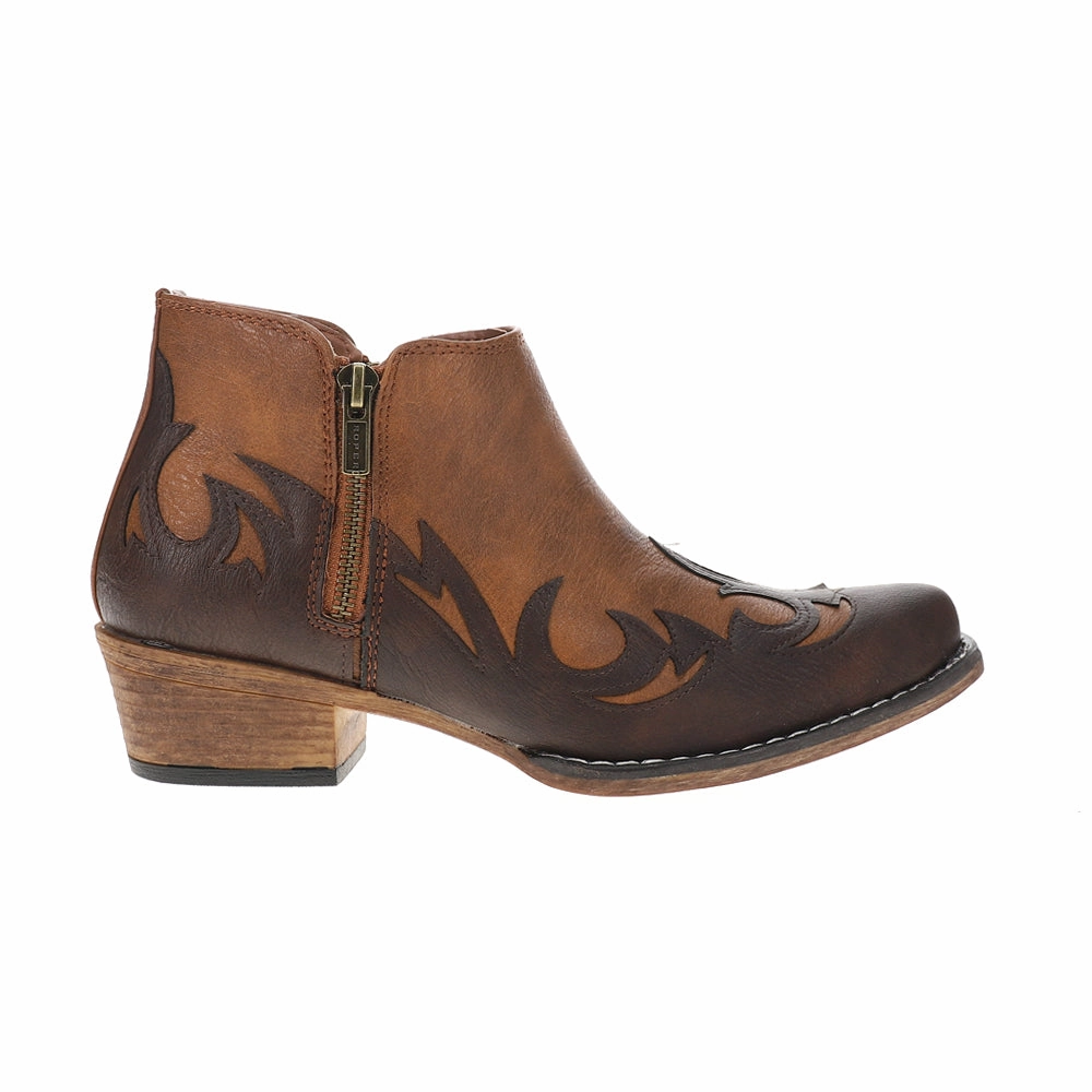 Tactical Build Lorene Tooled Inlay Snip Toe Cowboy Booties