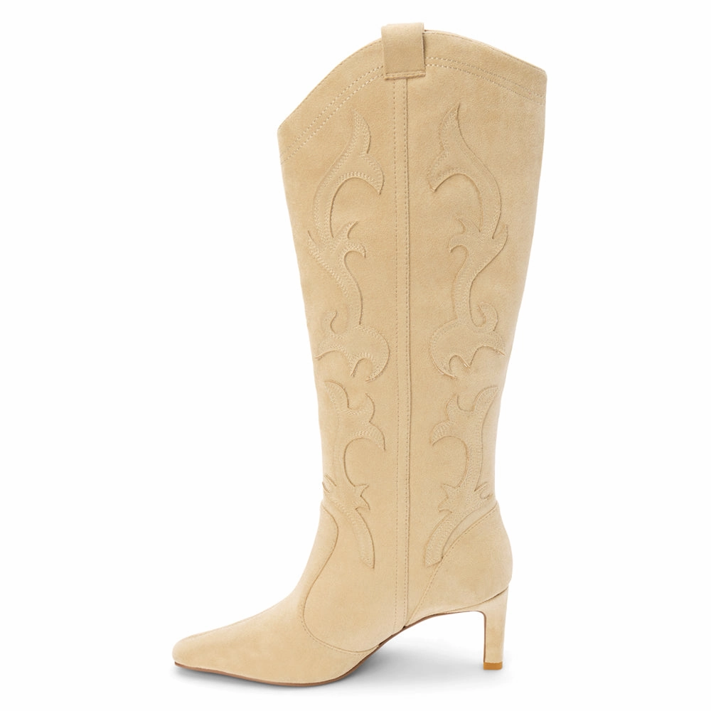 Abrams Embroidered Pointed Toe Pull On Cowboy Boots Durable Leather Enhanced grip