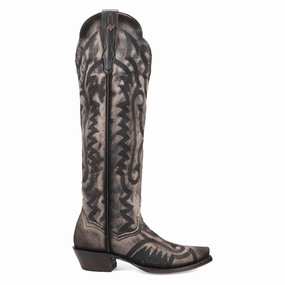 Denim Darlin Embroidered Snip Toe Zippered Cowboy Boots Protective Finish Winter Walker Wide fit