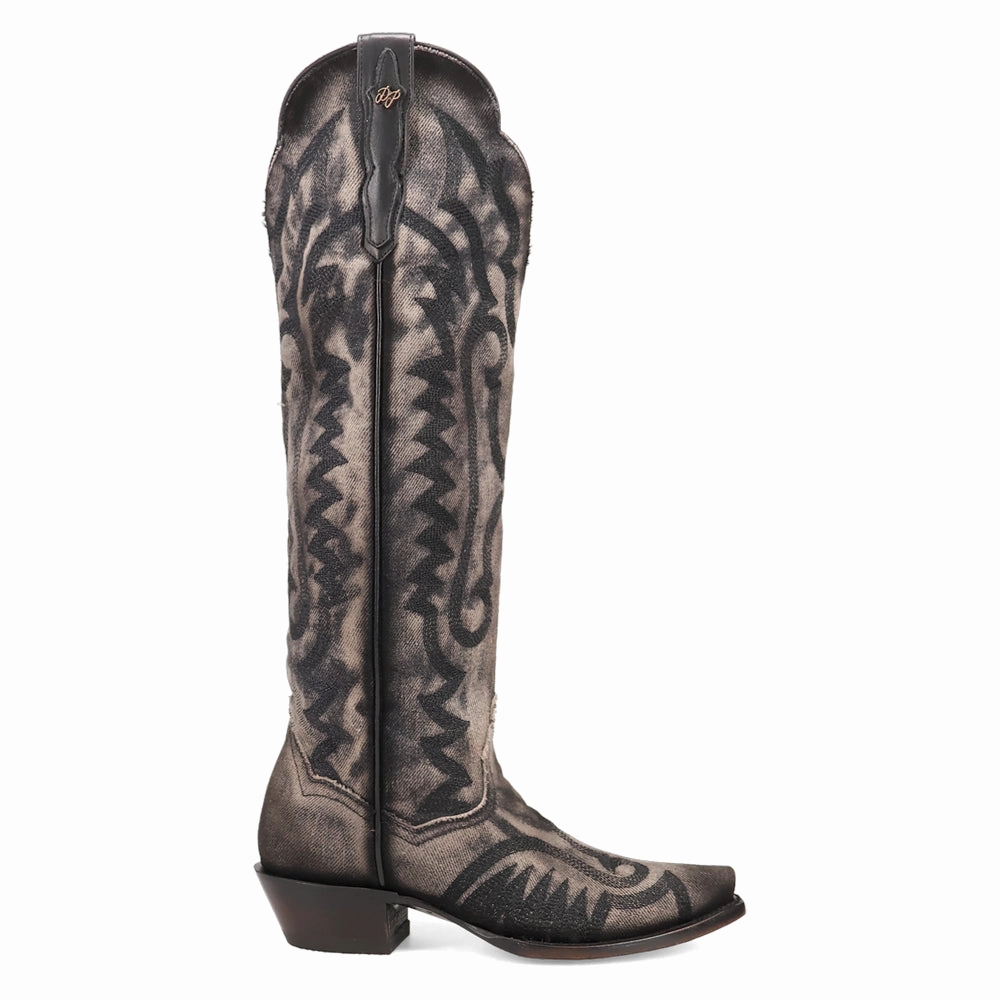 Denim Darlin Embroidered Snip Toe Zippered Cowboy Boots Protective Finish Winter Walker Wide fit