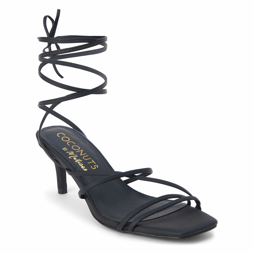 Memory Foam Cushioning Lace Up Style Lilly Ankle Strap Kitten Heel Sandals