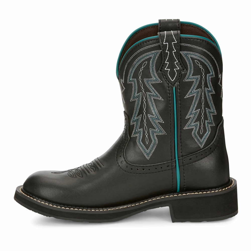 Grippy Outsole Rough Terrain Lyla Embroidered 8 Inch Round Toe Cowboy Boots