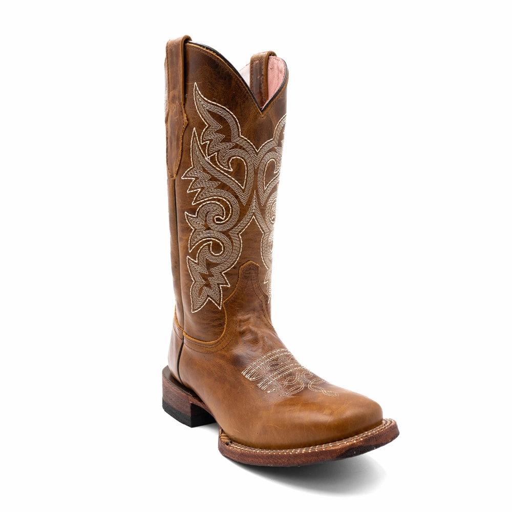 Mae Embroidered Square Toe Cowboy Boots Dust Guard