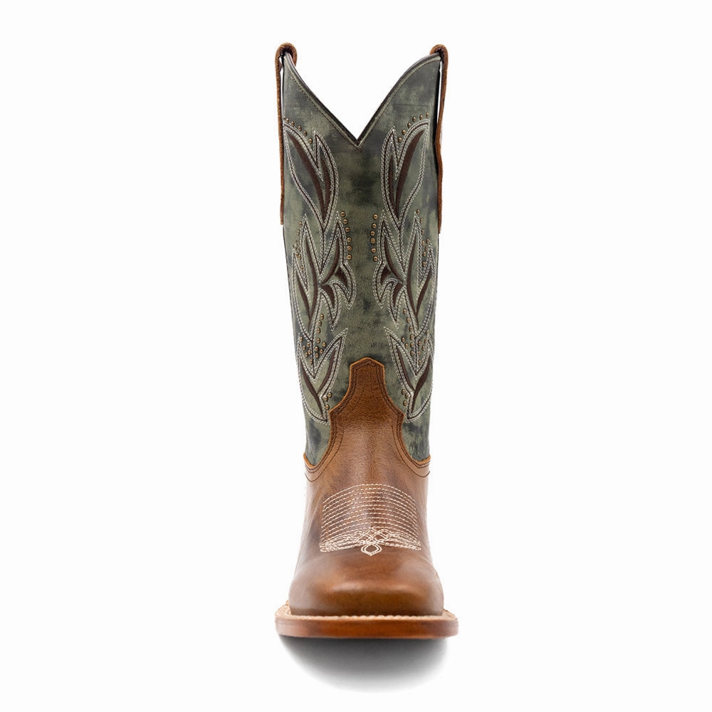 Flexible Movement Anti-bacterial Maggie Embroidered Square Toe Pull On Cowboy Boots