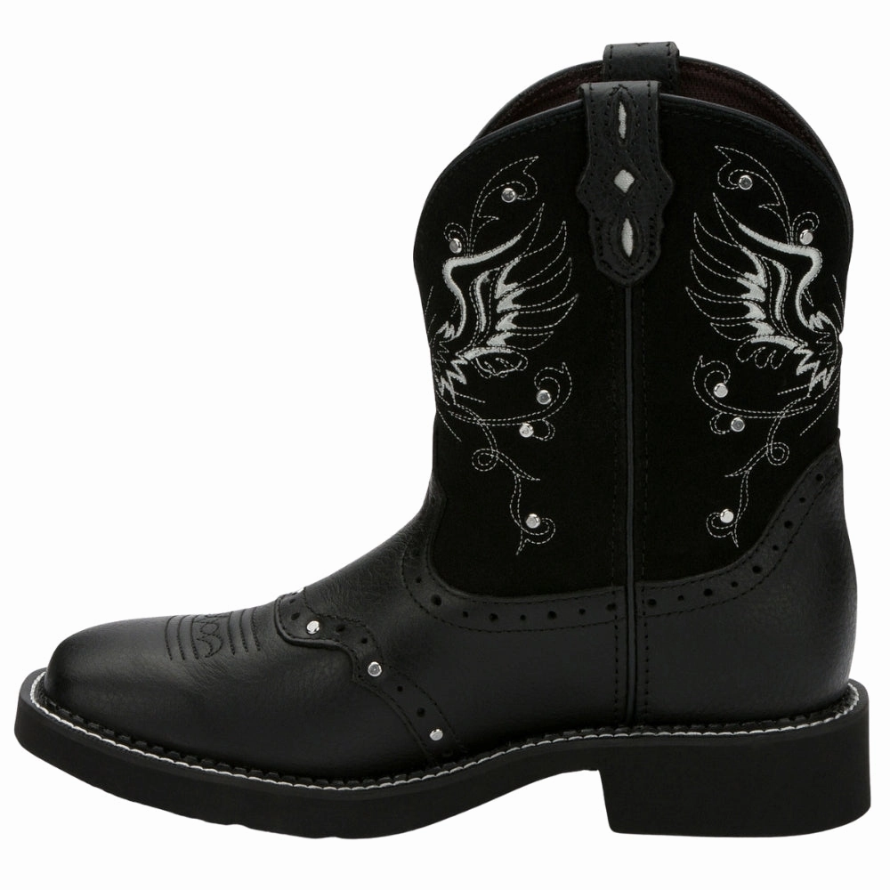 Metallic Buckle Mandra 8 Inch Square Toe Cowboy Boots