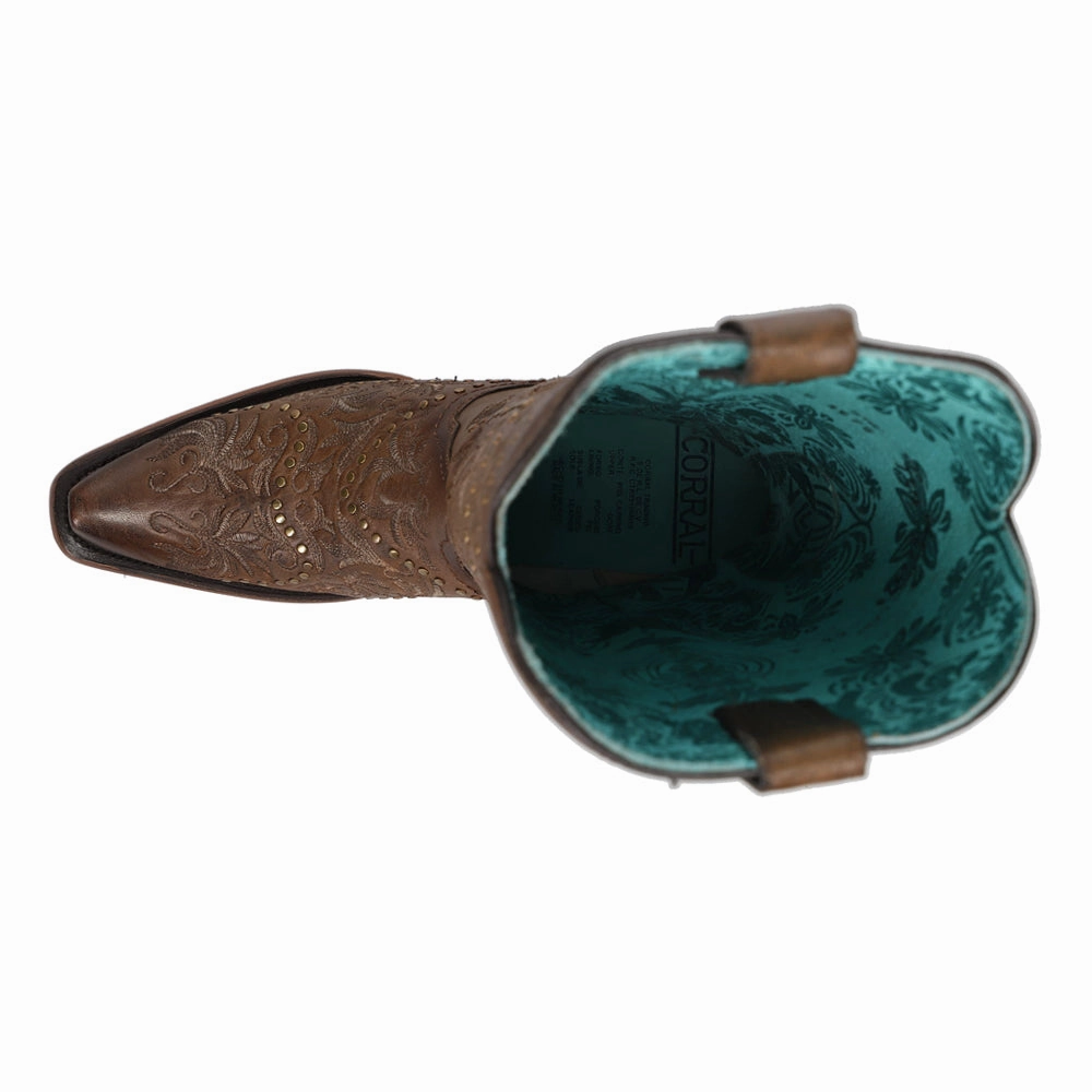 Maple Embroidered Studded Snip Toe Cowboy Boots Climber