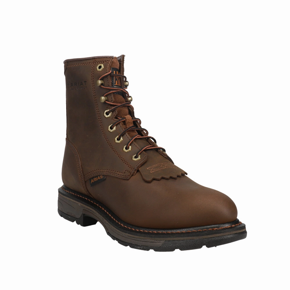 Workhog 8 Inch Lace Up Electrical Hazard Soft Toe Work Boots Slip Resistant Grip men's styles