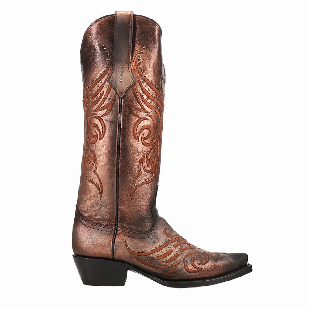 Reinforced Form Night Travel Stud Look Masquerade Metallic Studded Snip Toe Cowboy Boots