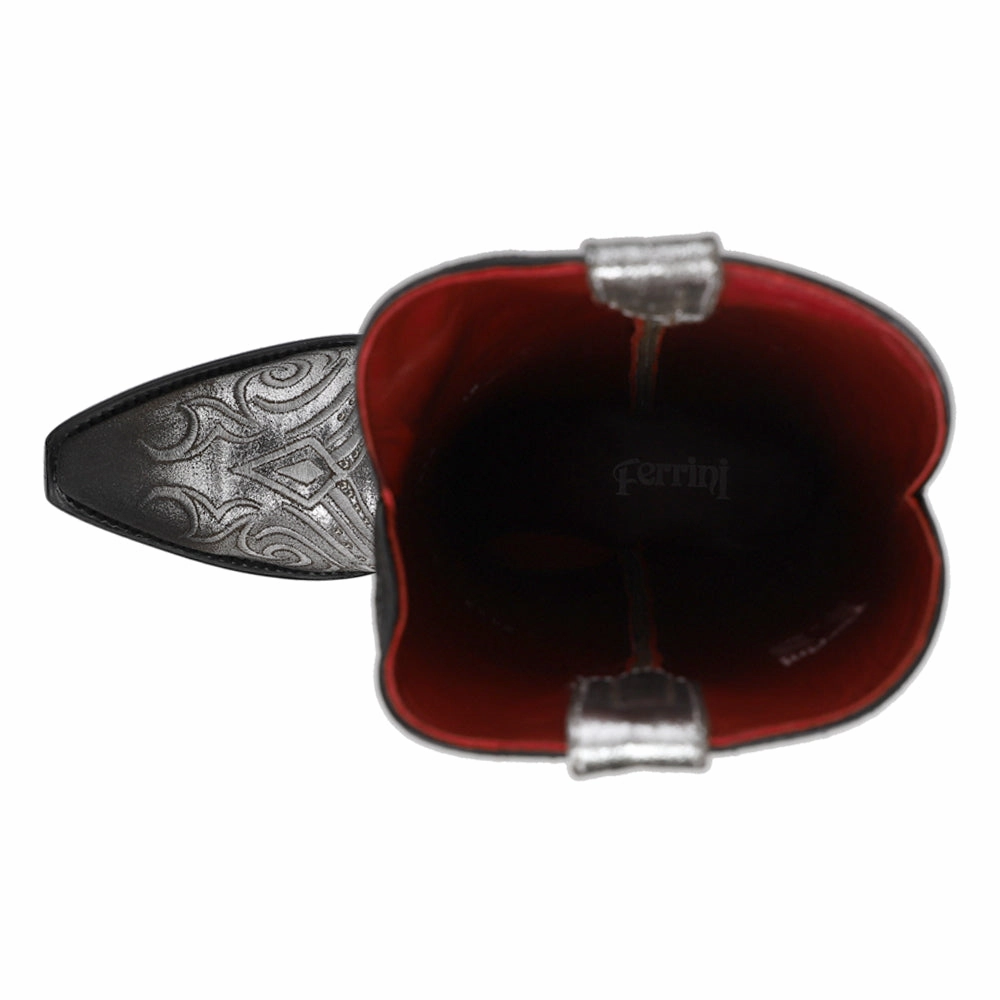 Masquerade Metallic Studded Snip Toe Cowboy Boots Non Slip Tread Pattern