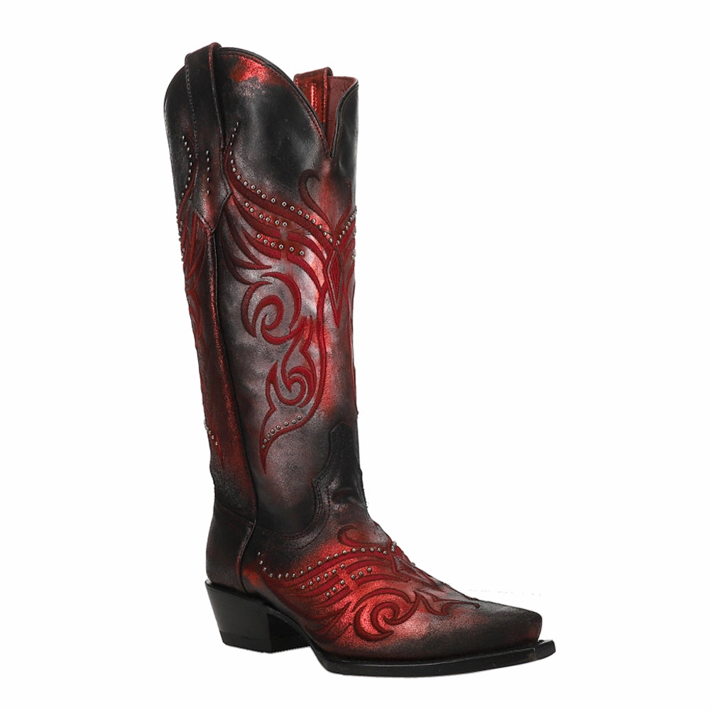 Masquerade Metallic Studded Snip Toe Cowboy Boots Secure Closure Shock Absorbing River Crossing