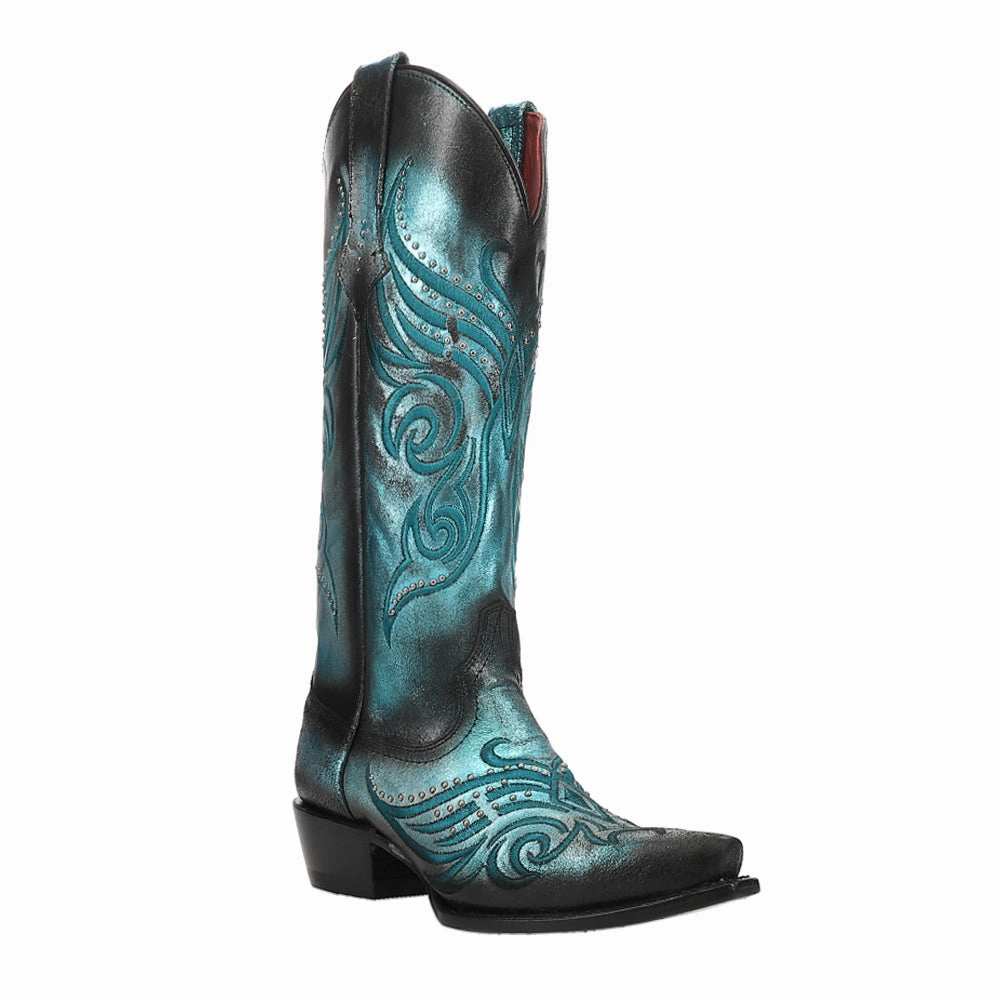 Rough Ground Low Profile Silhouette Masquerade Metallic Studded Snip Toe Cowboy Boots