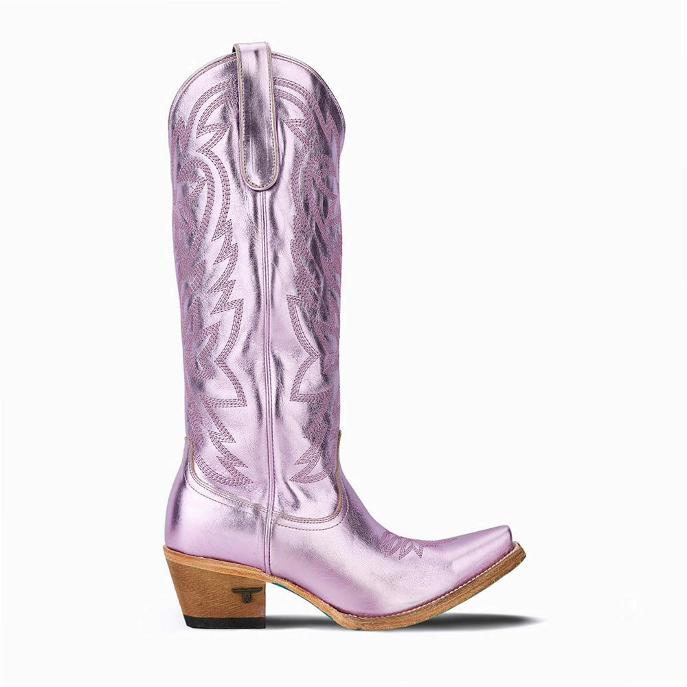 No Laces Smokeshow Embroidered Metallic Snip Toe Cowboy Boot