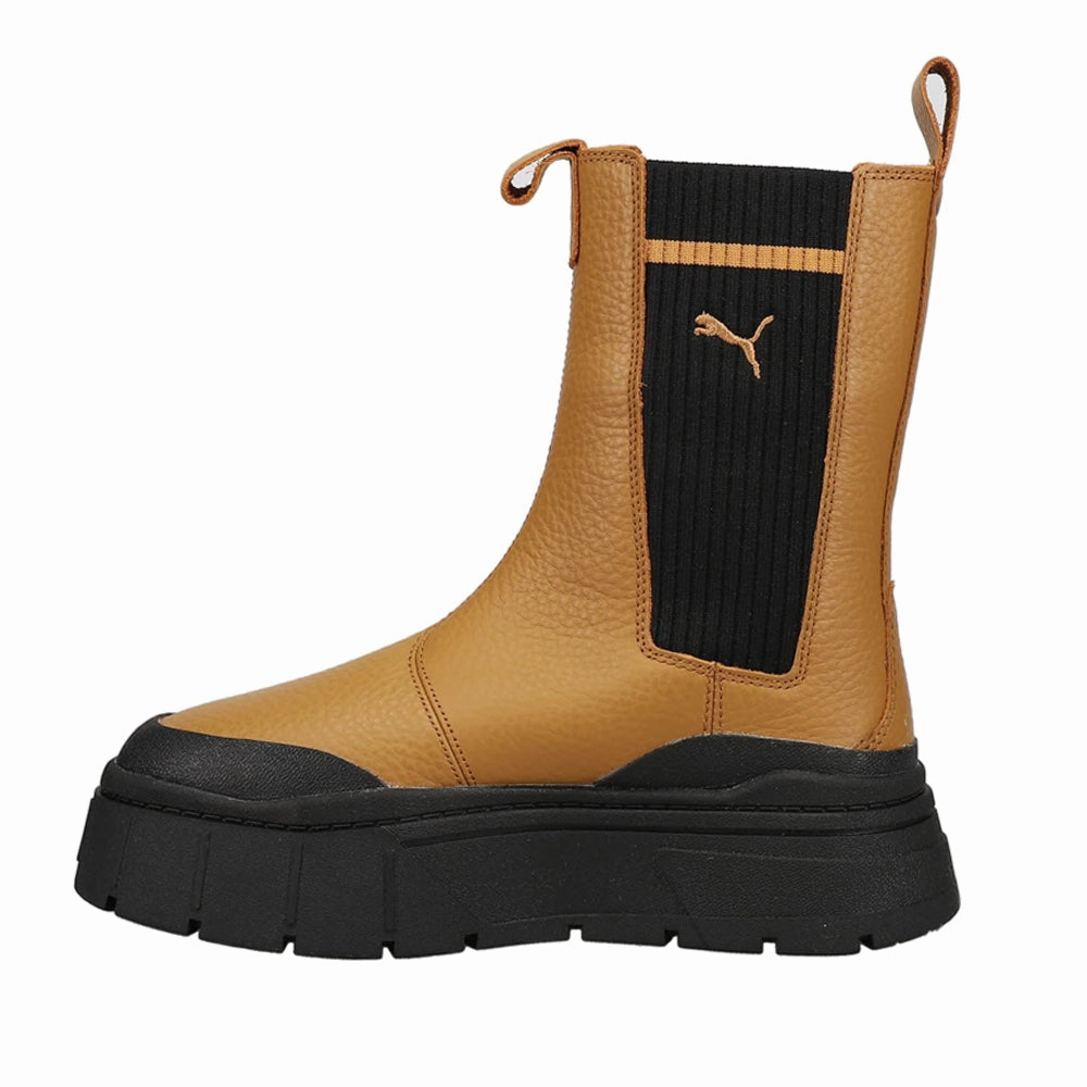 Mayze Stack Round Toe Platform Chelsea Pull On Boots Comfort Insoles Shock Absorbing Outdoor Trek