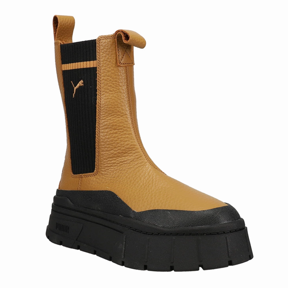 Anti Odor Daily Walks Mid Top Mayze Stack Round Toe Platform Chelsea Pull On Boots