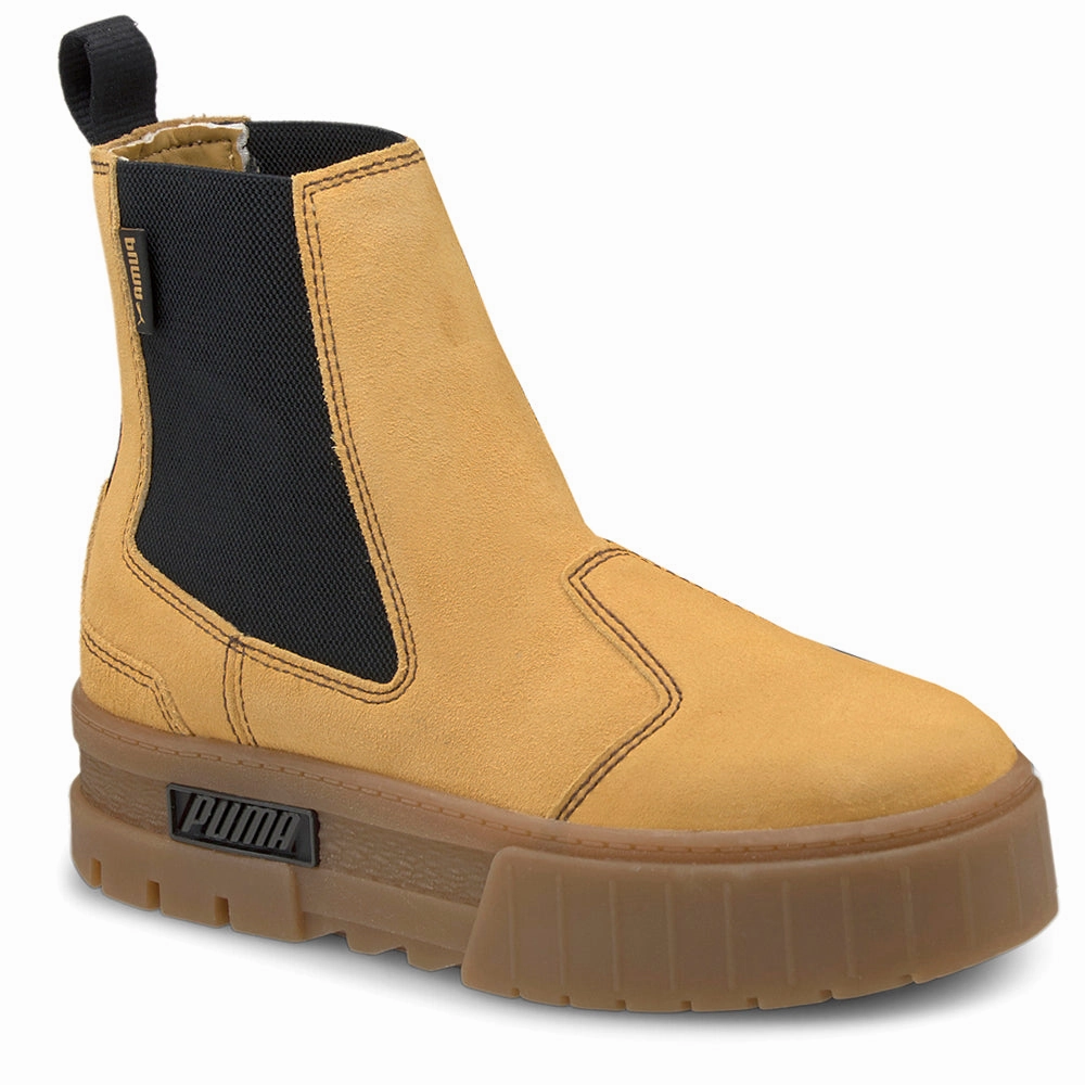 Mayze Suede Round Toe Platform Chelsea Boots Slip On