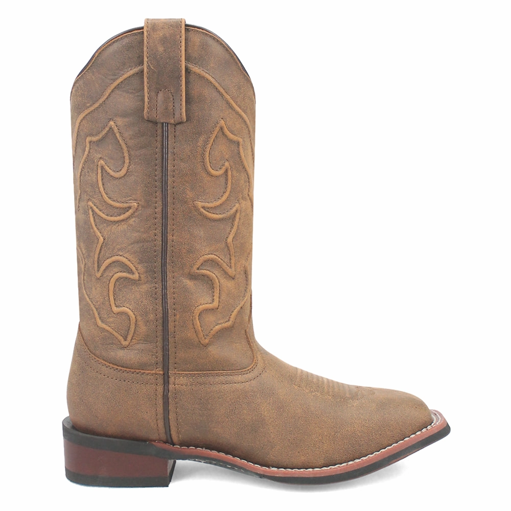 Megan Embroidered Square Toe Cowboy Boots Flexible Frame River Crossing Grippy Outsole Daily Walks