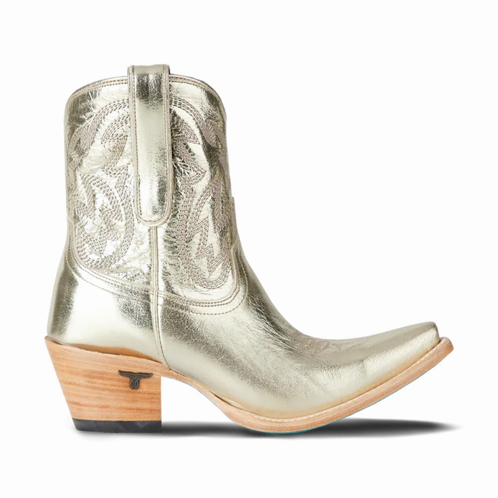 Casual Gathering Smokeshow Embroidered Metallic Snip Toe Cowboy Bootie