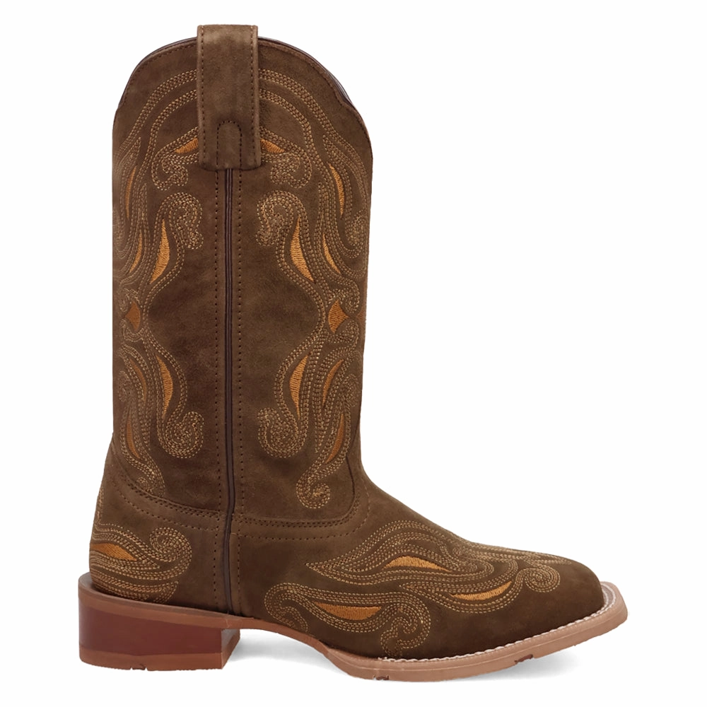 Millie Embroidered Square Toe Pull On Cowboy Boots Low Profile All Day Wear Trail Strength