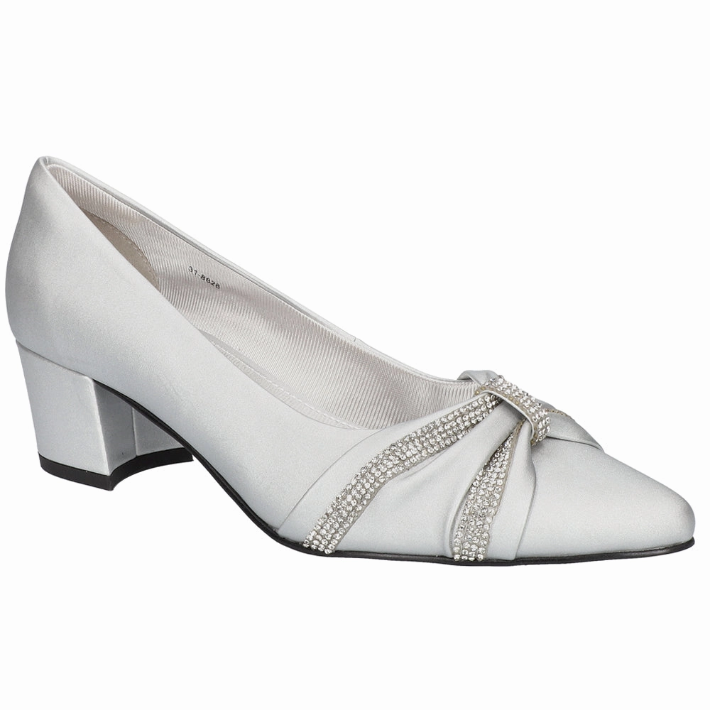 Hybrid Office Millie Rhinestone Pointed Toe Block Heel Pumps