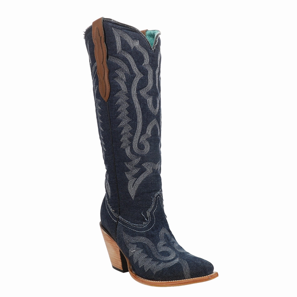 Embroidered Tall Pointed Toe Cowboy Boots Durable Layer
