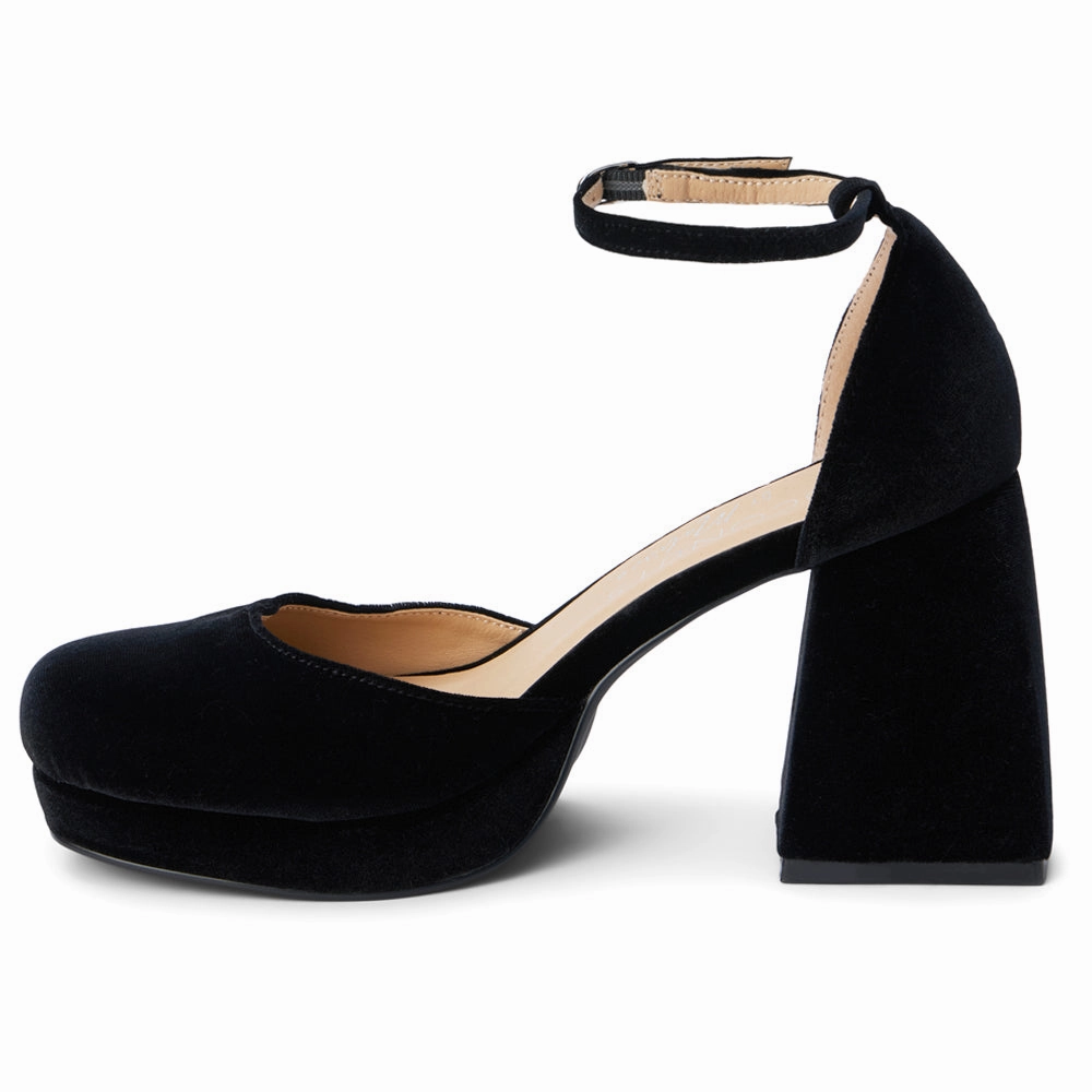 Misha Square Toe Ankle Strap Platform Pumps Custom Motion Polished Look