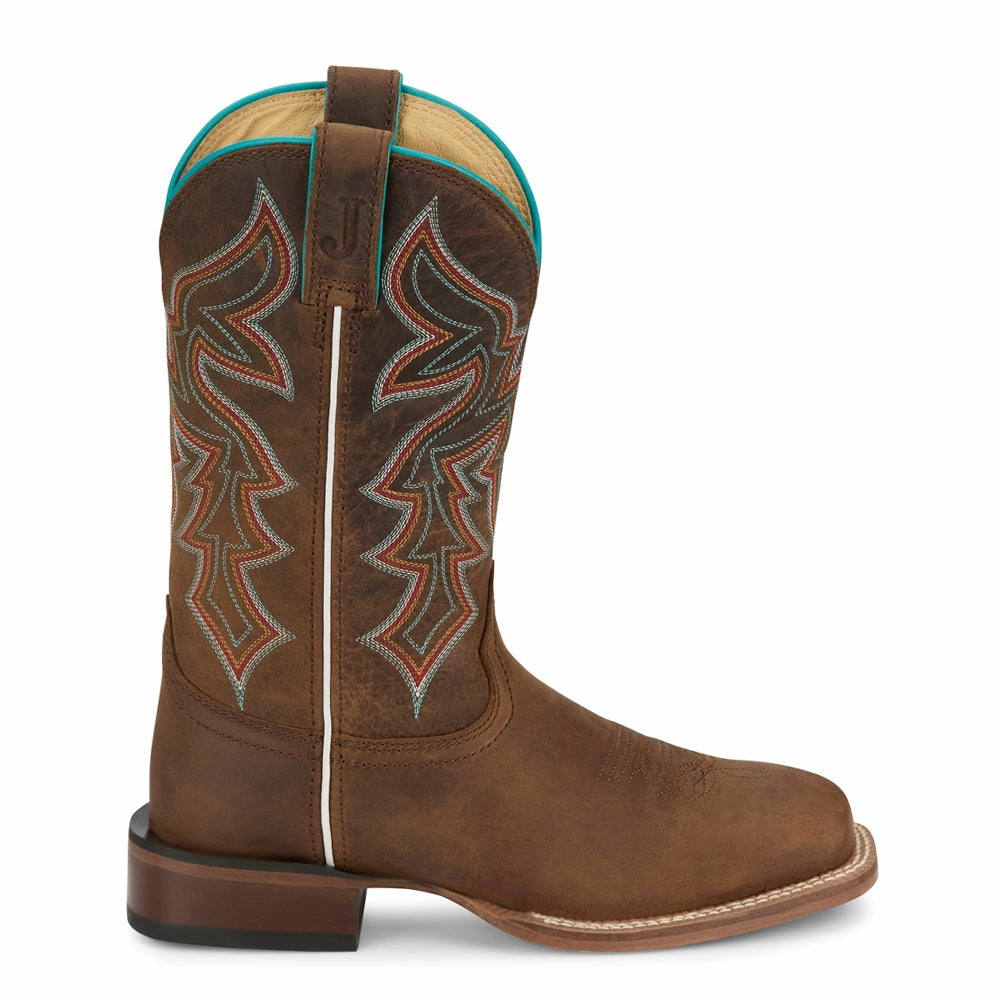 Miss Ellie Embroidered Square Toe Cowboy Boots PU Heavy Duty