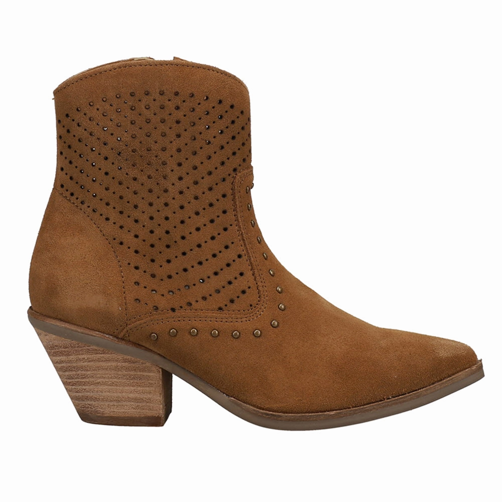 Miss Priss Cut-Outs Studded Pointed Toe Zippered Cowboy Booties Zero Break In Comfort