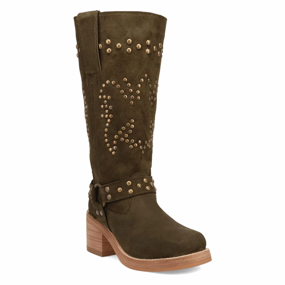 Troubadour Studded Round Toe Pull On Boots Canvas Upper