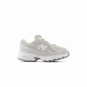 Non Slip Tread fashionable user Kids 740 Bungee Lace 'Grey Matter White'