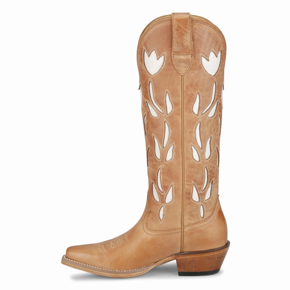 May 15 Inch Floral Tooled Inlay Snip Toe Pull On Cowboy Boots Urban Commute