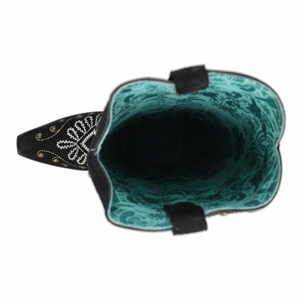 Luminescent Embroidered Studded Snip Toe Cowboy Boots Metal Edge PullOn