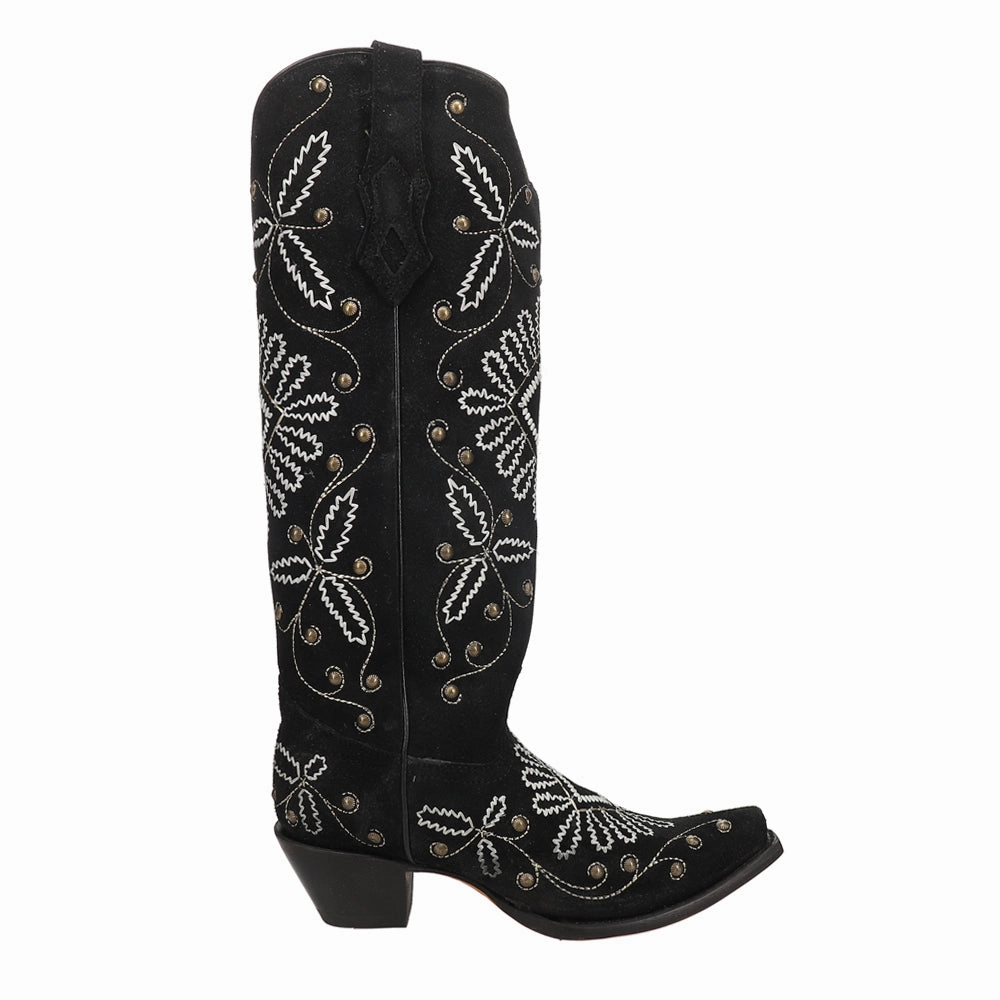 Stylish Appeal Luminescent Embroidered Studded Snip Toe Cowboy Boots