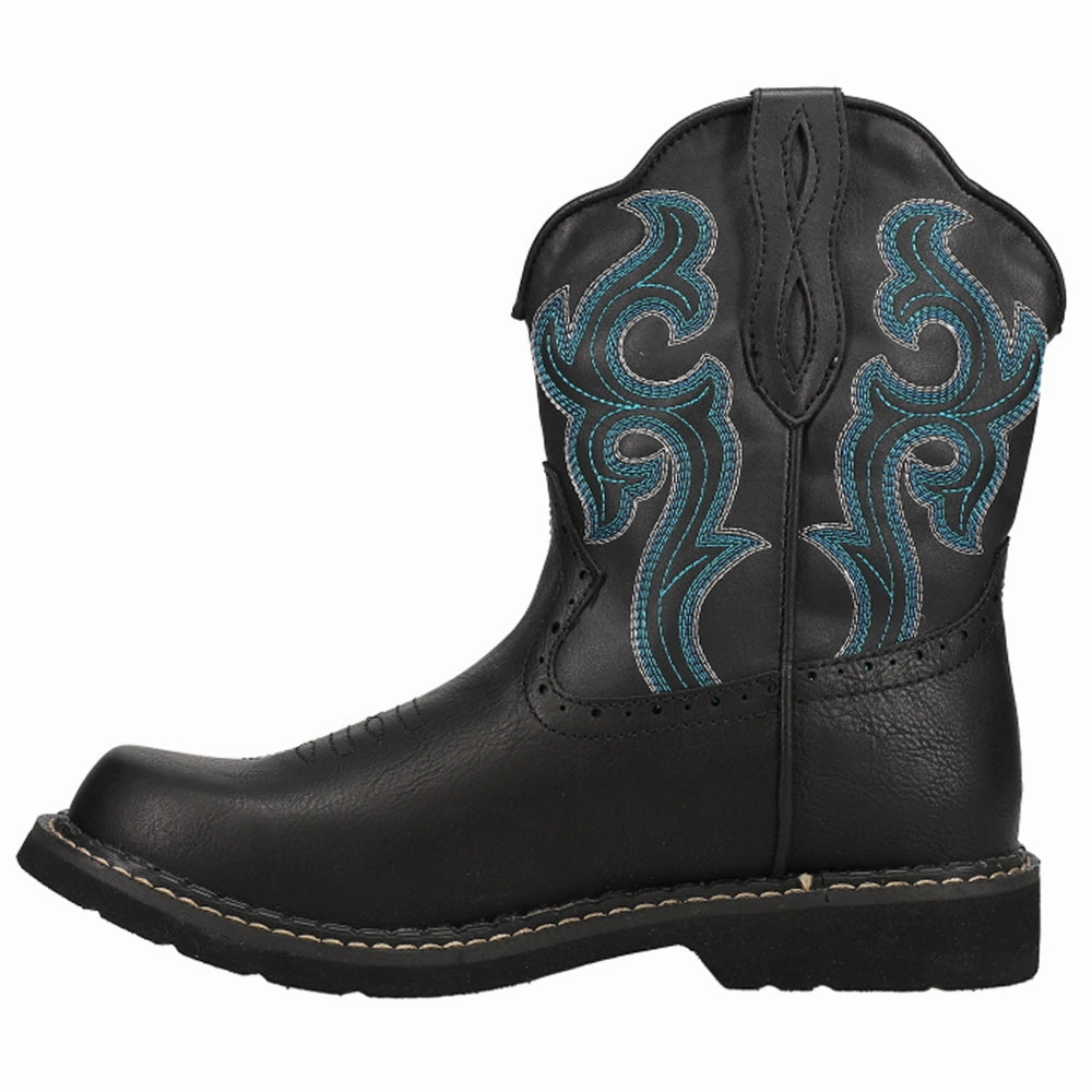 Chunk Rider Embroidery Round Toe Cowboy Boots Comfortable Heel Counter Padded Interior Windy Weather