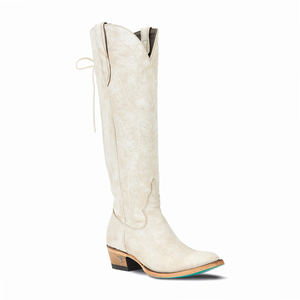 Monica Knee High Corset Boot Suede Surface Dust Guard