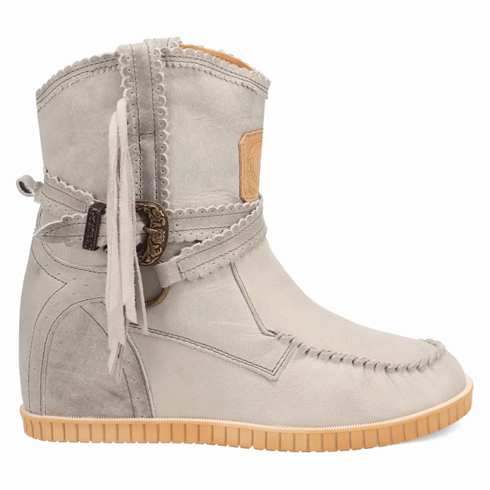 Wedge Sole Montauk Fringe Round Toe Moccasin Boots