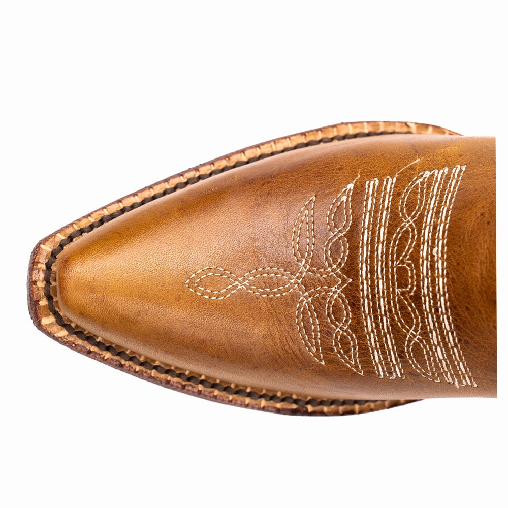 Nude Soft Anti-Skid Mae Embroidered Snip Toe Cowboy Boots