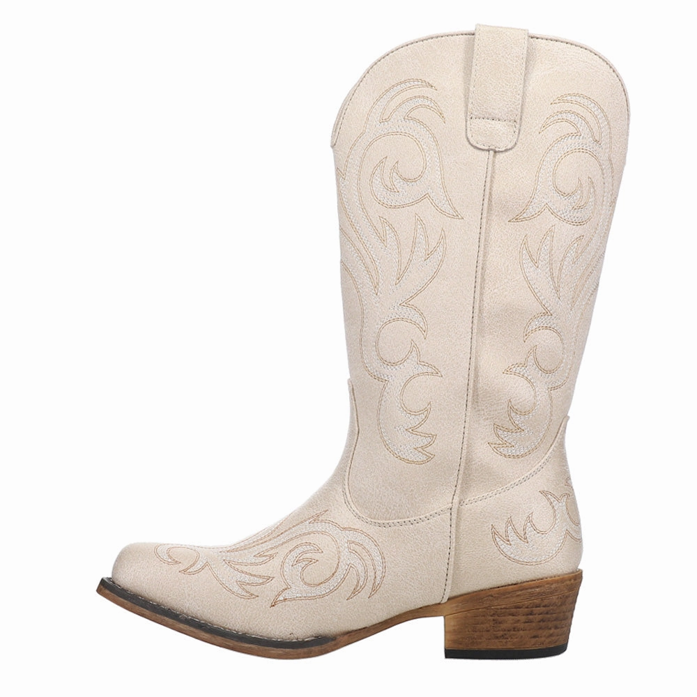 Sustainable Material Blend Classic Touch Riley Embroidered Snip Toe Cowboy Boots